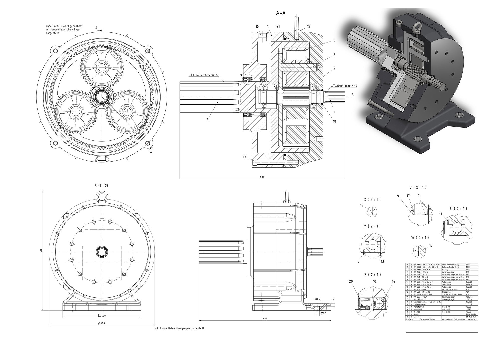 Zeichnung Planetengetriebe Inventor